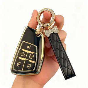 Key Fob Cover for 2026 2025 2024 Chevy Equinox Traverse Blazer EV GMC Acadia Terrain and 2025-2021 Buick Envision, 5 Button, TPU,  Black White