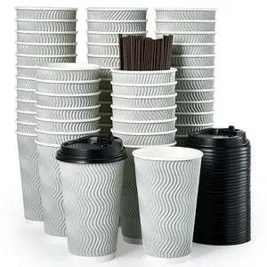 100pc 8oz/12oz/16oz Bulk Paper Coffee Cups | Insulated to Go Cups for Coffee, Tea, Hot Chocolate | Restaurant Supply Disposable outdoorfun