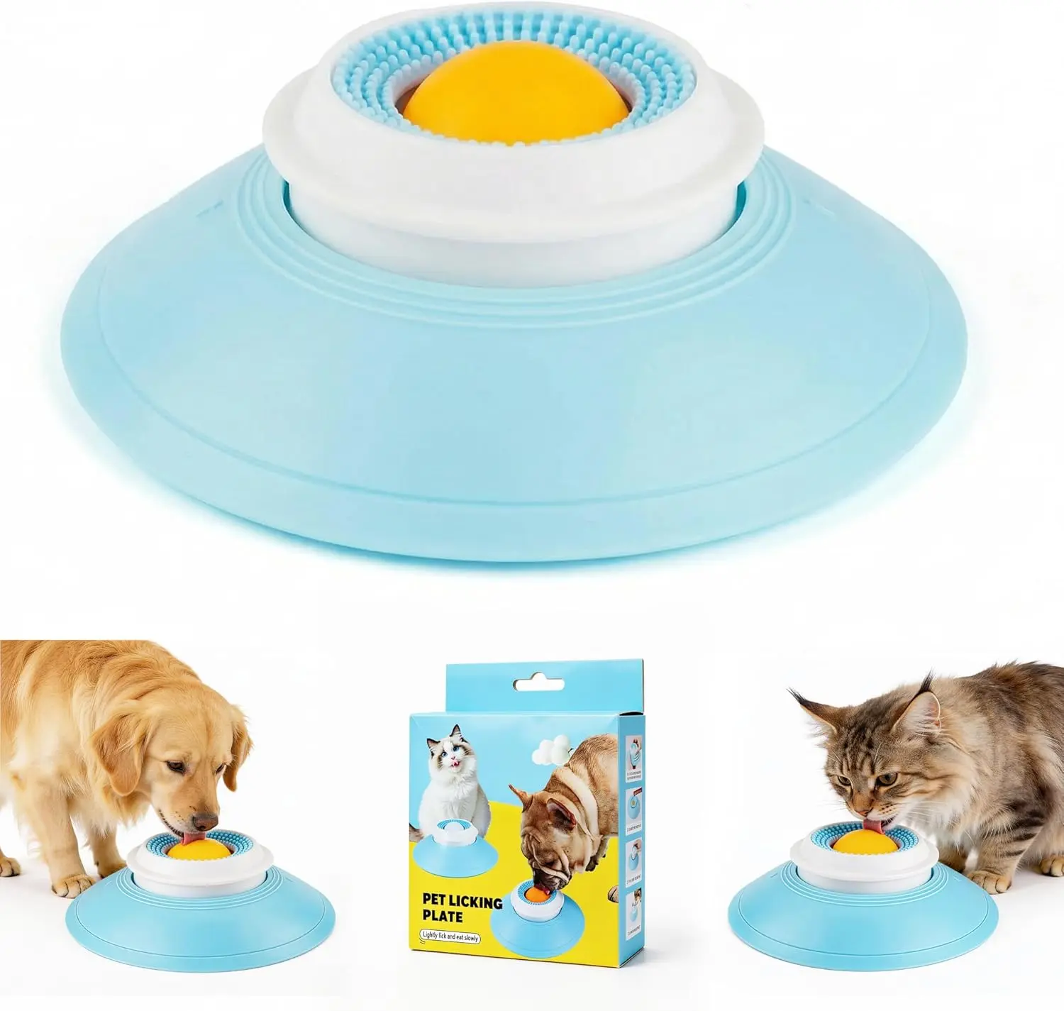 Pet Lick Bowl,Lick Bowl for Dogs Slow Feeder Dog Bowls for Liquid Food Treat,Lick and Roll Bowl for Dogs Anxiety Relieving Dog Lick Bowl with Ball,Snack Dispenser Non-Slip Pet Toys for Dogs Cats
