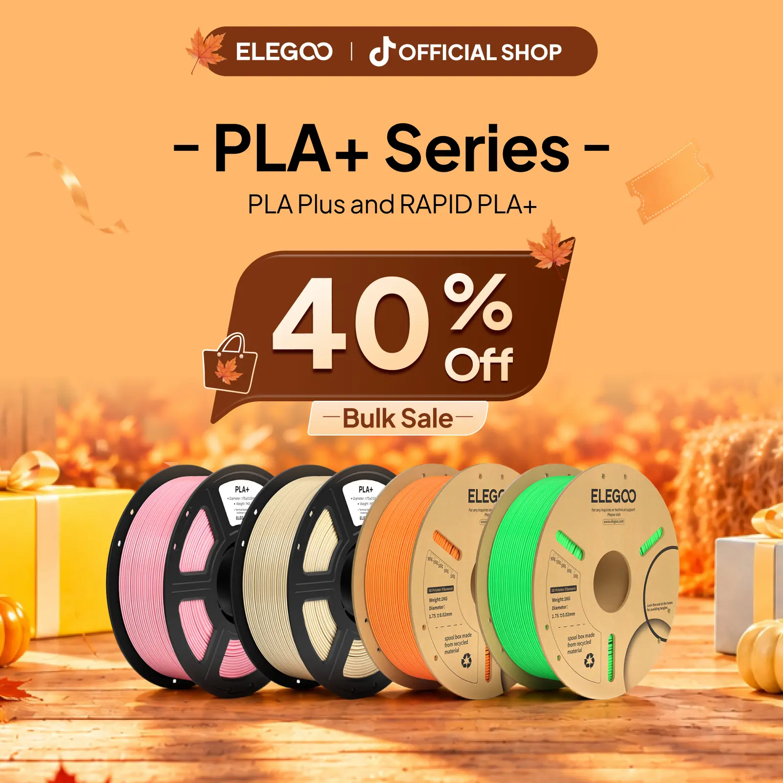 ELEGOO PLA+ 3D Printer Filament, 1.75mm Diameter, 1KG (2.2lbs) Spool, +/-0.02mm Dimensional Accuracy, Tough PLA Plus Filament for Most FDM 3D Printers