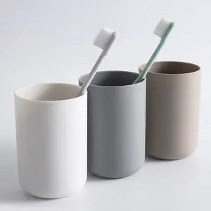 Bathroom Tumblers Plastic Mouthwash Cup Coffee Tea Water Mug Home Travel Solid Color Toothbrush Holder Cup Drinkware Tools White