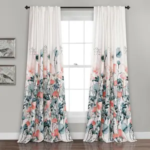 Lush Decor Zuri Flora Light Filtering Window Curtain Panel Set 2 Panels 63"/84''/95''L x 52"W Floral Print Energy Efficient Room Darkening 70% Light Filtering Machine Washable - Shutter Blinds