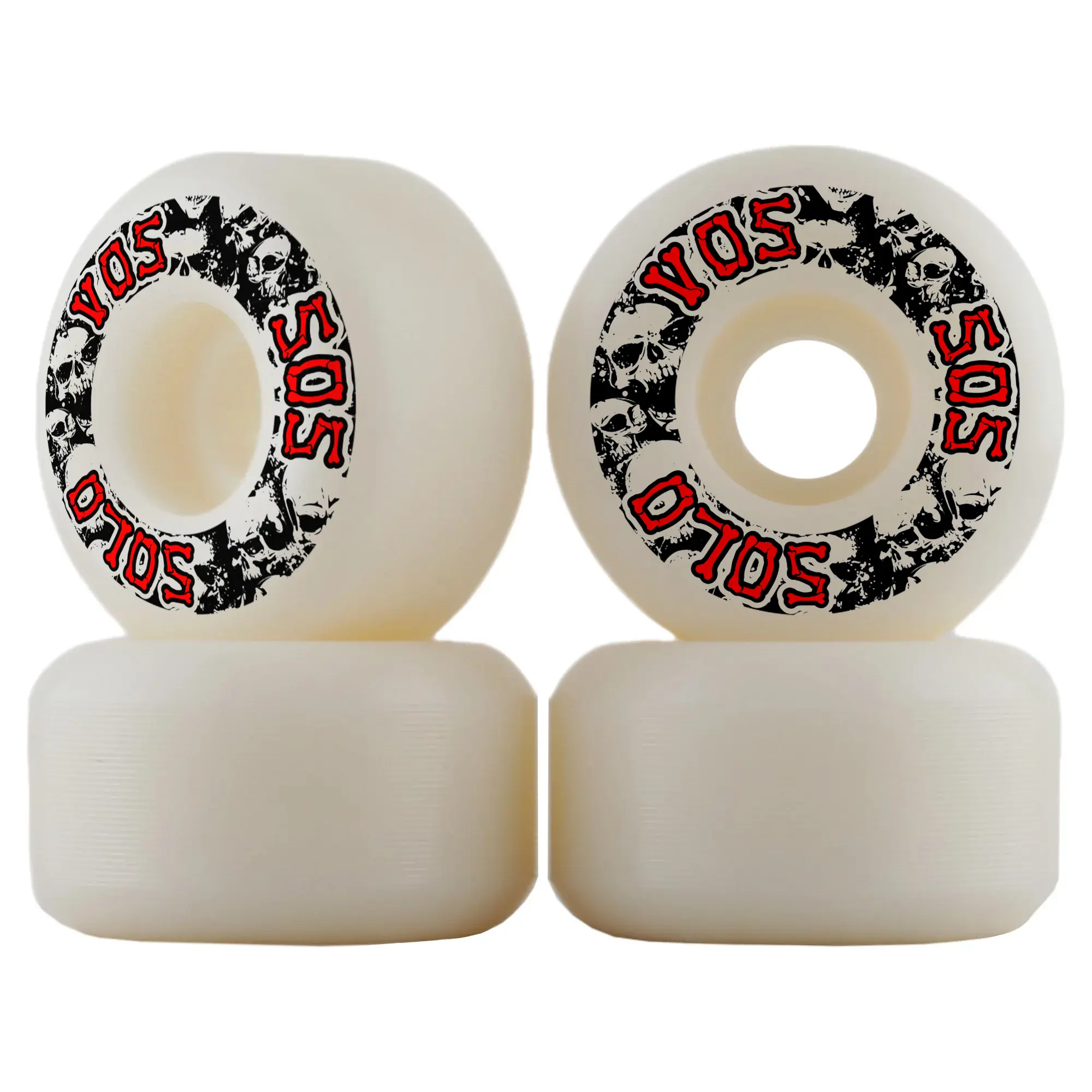 Solo Vos Sos Skull Pile Skateboard Wheels, 52x31mm 83b Hardness, Edgy Look, Bold Red Bone Font Design for Skateboarding Sports & Outdoor Recreation, Skull Pile Design, Skateboard Parts