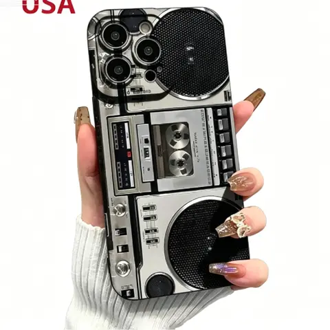 Retro Vintage Cassette Tape Design Flexible TPU Silicone Case for iPhone 11-16 Series, HD Print Waterproof Premium Cellphone Protection Accessory, Accessories