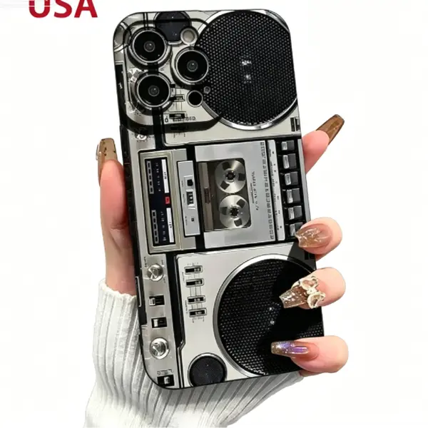 Retro Vintage Cassette Tape Design Flexible TPU Silicone Case for iPhone 11-16 Series, HD Print Waterproof Premium Cellphone Protection Accessory, Accessories