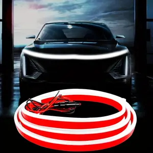 New 70.87 Inches 180cm Flexible Car Front Hood LED Light Strip DC12V Adhesive Backing for Easy Installation White Light Automatic Scanning High Brightness Auto Parts