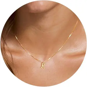TEWIKY Initial Dainty Letter Necklace Tiny A-Z Pendant Choker Necklace Trendy Cute Personalized Monogram Name Necklace Jewelry For Teen Girls Gift For Black Friday Christmas Gift Modern Versatile Accessories For Valentineday