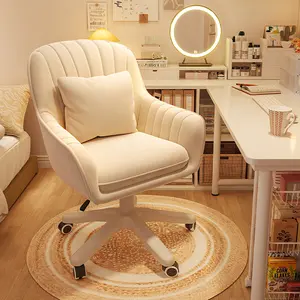 【Spring Glow Up】 Vanity Chair Home Office Chair Computer Chair with Mid-Back Upholstered Modern Tufted Computer Task Chair Swivel Height Adjustable Velvet Accent Chair