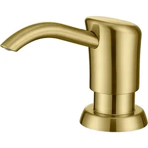 GAGALIFE Built in Sink Soap Dispenser or Lotion Dispenser for Kitchen Sink, Brushed Gold ABS Pump Head, with 17 Ounce Large PET Soap Bottle JiaHaoJia