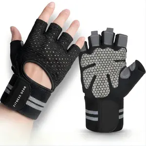Gym Gloves, Half-Finger Breathable Workout Gloves for Men Women, Padded Weight Lifting Gloves with Wrist Wraps Support, Hand Protectors, Gym Training ，Adjustable Handles Strap， football gloves