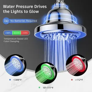 Filtered Shower Head with LED Color Changing, 7 Modes High Pressure Rain Shower