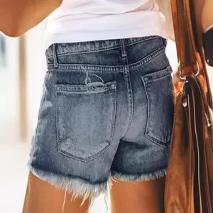 Casual Fashion Cottage Shorts High Waist Fringe Ripped Denim Shorts Women Hot Pants Summer New Style high waist denim short   baggy  stacked  flare  cargo Jean  barrel jean  jeans gloria vanderbilt jeans  jeans  for  girls jorts  outfit  women ke rasta sé