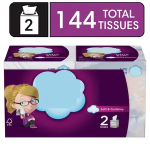 2 Mega Cubes - 72 Facial Tissues per Box - 72 Facial Tissues per Box - Ideal for Home Use - Ideal for Napkin Collection