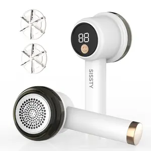 Sissty Rechargeable Fabric Shaver With 2 Total 6-Leaf Stainless Steel Blades， Lint Remover with 3-Speed and LED Display - lint shaver & Sweater shaver for Clothes Fuzz，lint ball，pills，bobbles and more.
