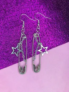 Punk Style Star Design Chain Dangle Earrings, Statement Earrings, Fashionable Jewelry for Women & Girls, Trendy All-match & Exquisite Jewelry for Birthday Gift, Fashionable Jewelry Accessories
