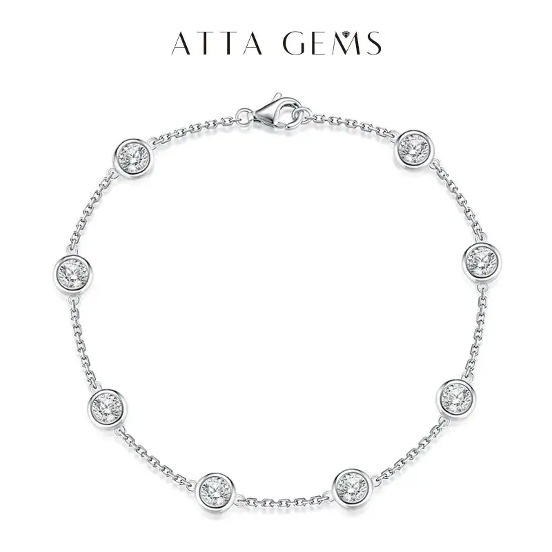 Women's Certified 4.0mm D Color High-Quality Synthetic Moissanite Tennis Bracelet - Adjustable, Unisex Fit, Elegant Jewelry Bracelet, Exquisite Daily Wear Gift, B004, summerwins