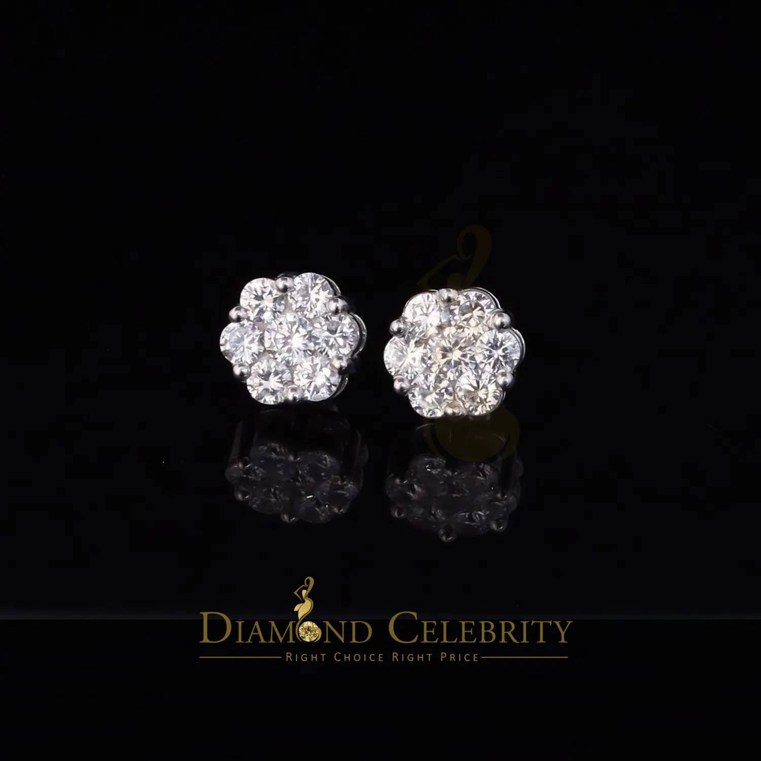 Diamond Celebrity’s 925 White Sterling Silver 0.96ct Cubic Zirconia Women’s Hip Hop Floral Earrings fashion jewelry