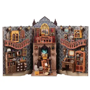 Book Nook Kit, Mini Book Shelf Decorative Craft, Farmhouse Wood Design, DIY Handmade DIY Miniature House Kit, Home Decoration and Art House, Perfect Explosion Gift