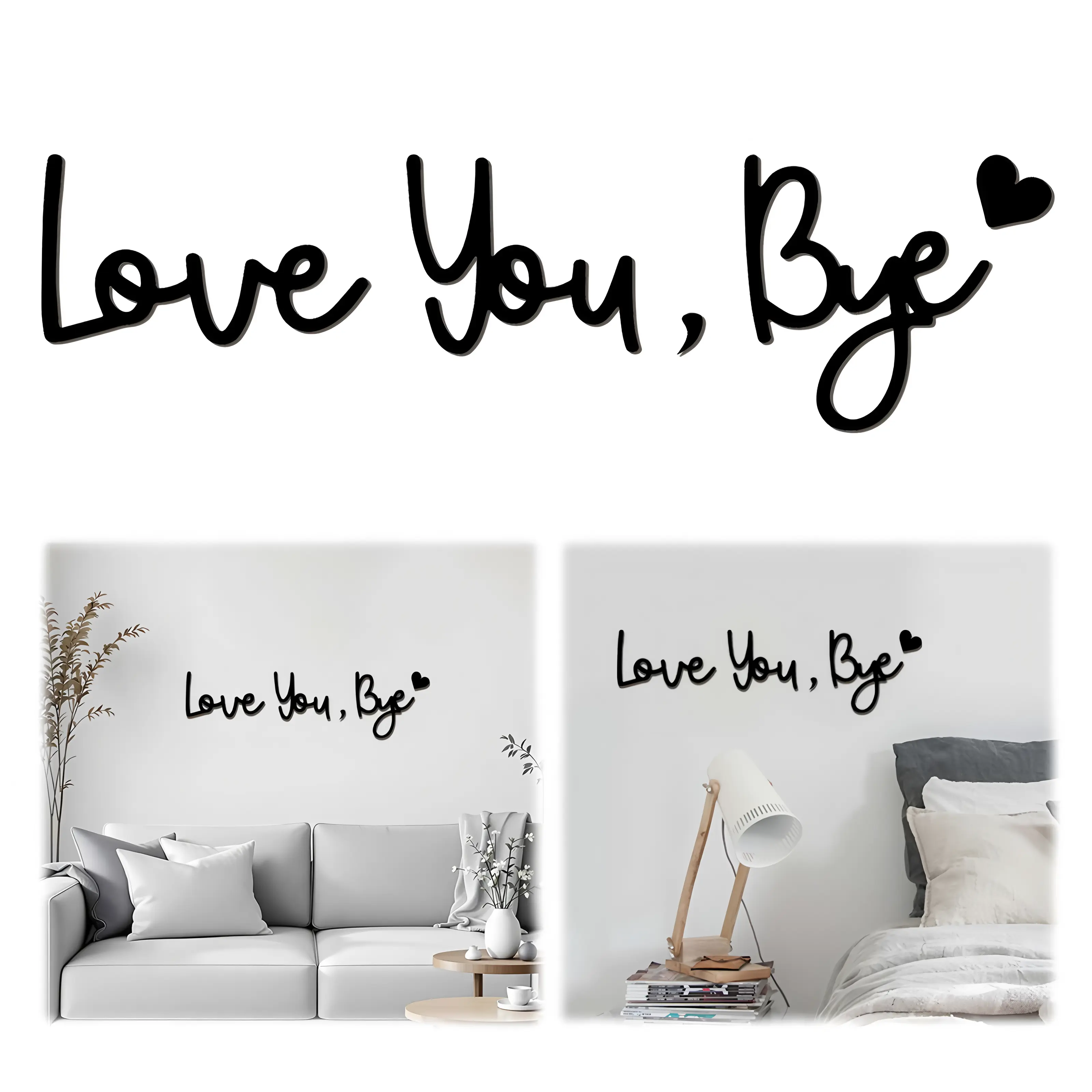 "Love You Bye Wood Sign - Decorative Home Decor Item, Boho Aesthetic Room Decor Above Door Topper, Wall Art Gift for Family Lovers for Hallway Entryway"