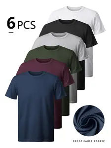 Men's Quick-Dry Sportswear New Arrival Sporty Comfy Breathable Athletics Tee Set, Moisture-Wicking Mesh Fabric, Regular Plain Round Neck, Suitable for Gym/lifestyle/wear