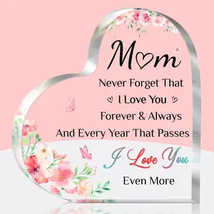 Mothers Day Gifts for Mom Heart-Shaped Acrylic Puzzle Keepsake 3.93 × 4.6 In Unique Home Decorative Sign Birthday Mother’s Day Gift from Daughter Son
