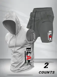 Hooded Tank Top & Shorts Matching Set, Casual Summer, Fitted Style, Moderate Fabric Thickness, Perfect for Daily Wear