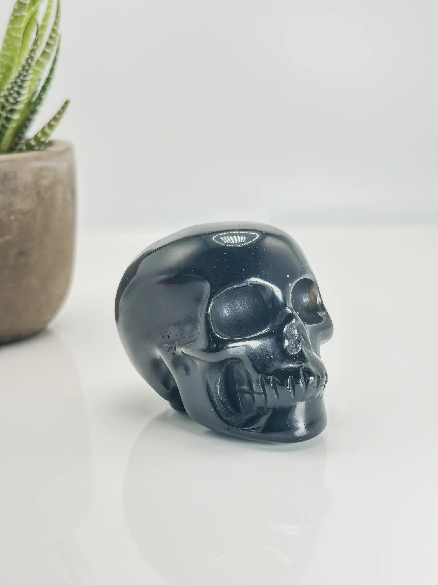 Natural Hand Carved Golden Sheen Obsidian Skull - Dreamy Golden Sheen Obsidian Natural Crystal - For Healing And Home Decoration