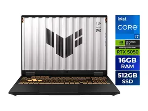 ASUS TUF Gaming F16 (2025) Gaming Laptop, 16” FHD+ 165Hz 16:10 Display, Intel Core i7 Processor 14650HX, NVIDIA GeForce RTX 5050, 16GB DDR5, 512GB PCIe Gen4 SSD, Wi-Fi 6E, Windows (FX608JHR-ES73 )