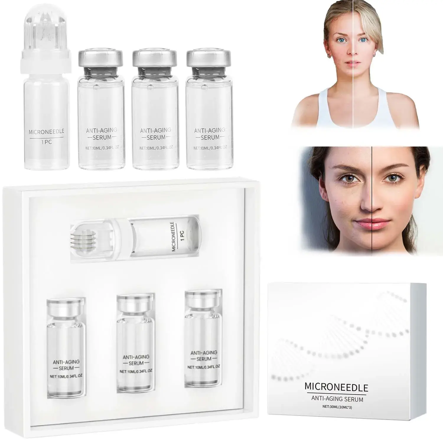 Micro System Kit for Face & Lips - Anti Aging Niacinamide Serum for All Skin Types - Smooth Skin Facial Serum with Natural Plant Extracts - Easy Absorption & Moisturizing Essence