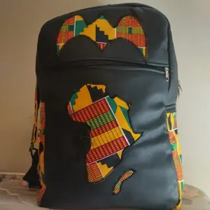 AFRICAN FAUX LEATHER APPLIQUE BACKPACK