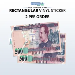 500 LEMPIRAS rectangular vinyl STICKER