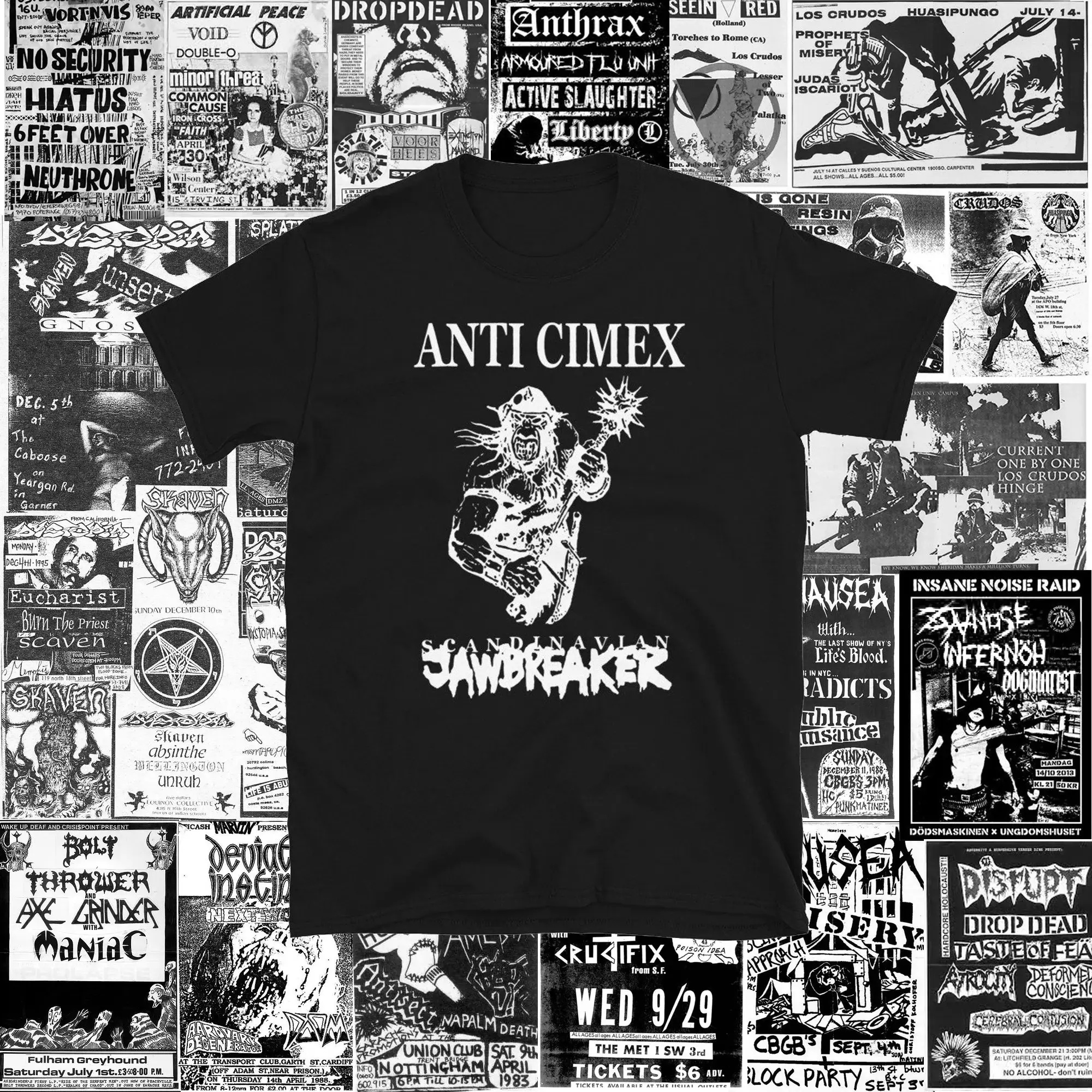 Anti Cimex Scandinavian jawbreaker short sleeve punk crust dbeat hardcore punk discharge disclose totalitar Classic T-shirt Cotton Casual Fashion Menswear Retro Streetwear Top Vintage Classic Stylish Basic