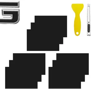 B BRAZIFY GMC Bowtie Emblem Vinyl Wrap Kit - 9PCS Pure Black Automotive Accessories Vinyl Sticker with Squeegee & Cutter, DIY Exterior Vehicle Decor Kit