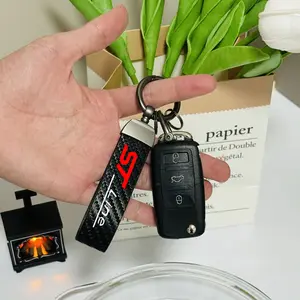Car Keychain, Car Key Ring, Carbon fiber pattern Car Keychain, Simple Design Car Interior Decoration Accessories for Ford ST-line ST STLINE Focus 2 3 Mondeo Ecosport Kuga Mk4 Fiesta Mk3,Car key Decoration, Lightweight Keychain