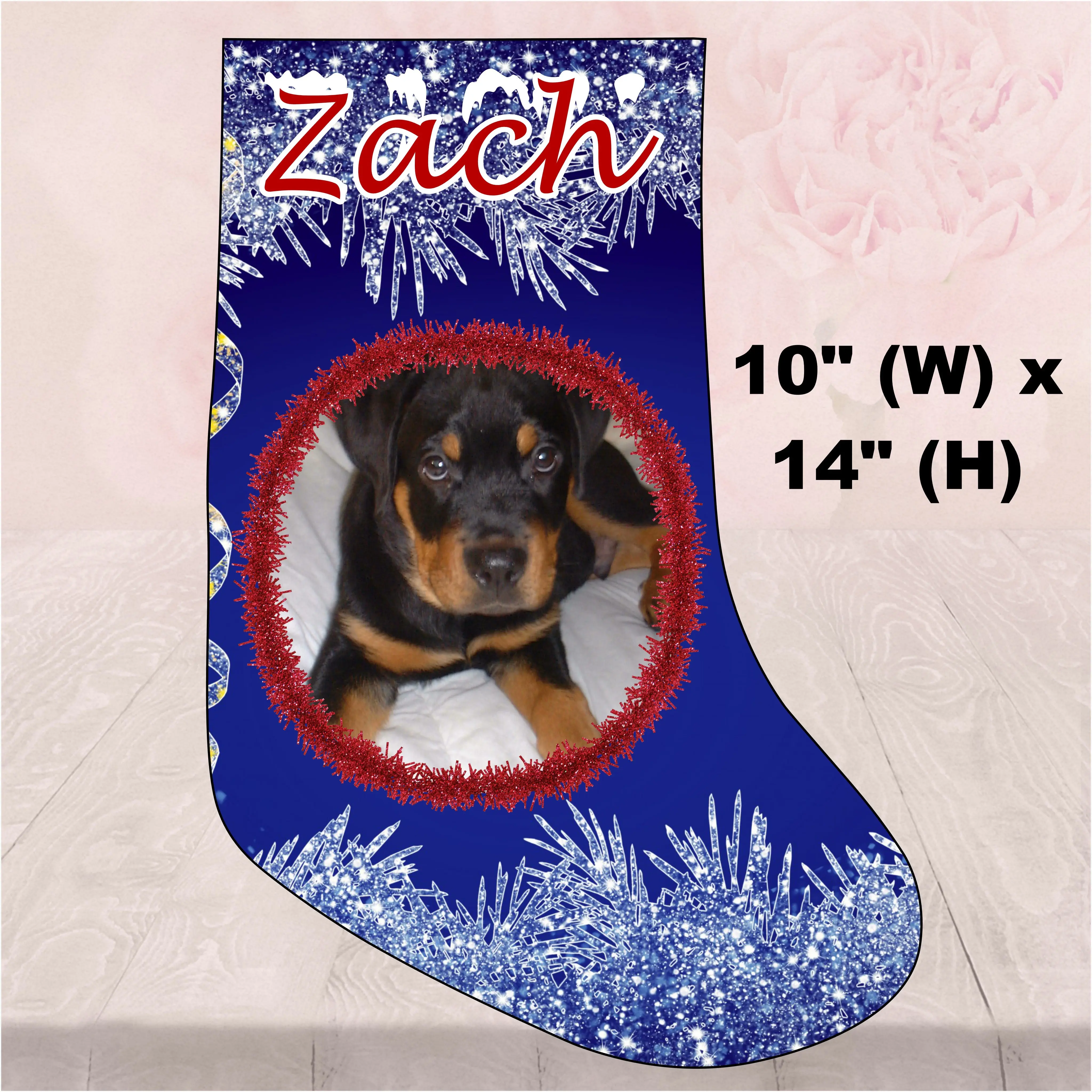 Personalized Custom Sublimation Print Christmas Pet Stocking, 10x14in Polyester Full Color Design Home Decor, Machine Washable Festive Decoration with Hanging Tag