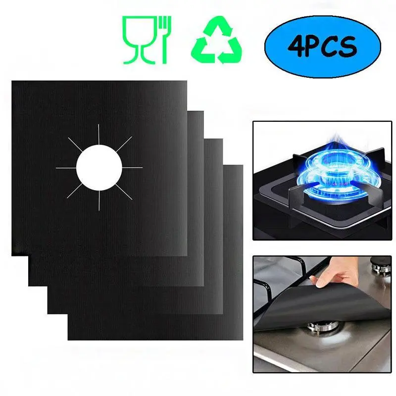 4 Piece Gas Stove Protector Cooker Lid Liner Cleaning Pad For Kitchen Cookware Accessories Pieces Reusable Boiler Hood Protectiv Cover Kitchenware