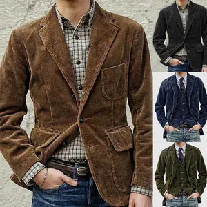 Men's Assorted Colors Corduroy 2-Piece Blazer & Vest Set | Soft Comfortable Premium Fabric | Slim Fit Vintage Casual Style | Versatile Daily Business Occasion Mens Stylish Outfit Essentials Double-Breasted prince charming for prom