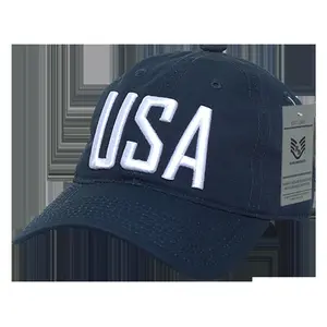 212 MAIN Unisex Casual Embroidery Cap - 1 Size Relaxed Ripstop Cotton Hat with USA Text Design, Navy, One Size