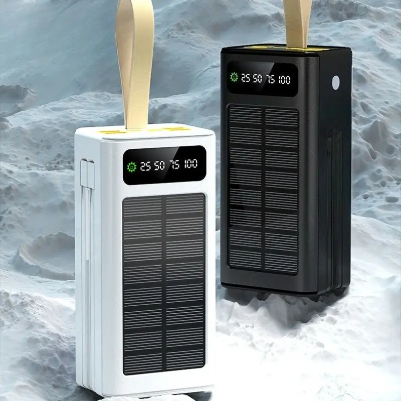 50000mAh Power Bank Solar Charger Solar Power Bank with LED Display and Built-in Camping Light - Perfect for iPhone, Android and Electronic Products - ideal Outdoor Emergency Backup Battery Pack Mobile Power Fast Charging Battery Pack Lithium Portable