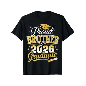 Proud Brother of a Class of 2026 Graduate Senior Graduation T Shirt Comfort Fit Men's Tee Crew Neck Tee Ultra Soft Breathable Moisture Wicking Casual Summer Tee Must Have Fashionable Tee Same Style for Men and Women 2026 Graphic Tees Oversized