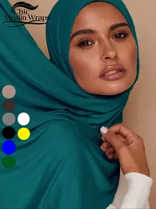 Women's Dopamine Fashion Color Palette Headscarf Turban Hijab, Soft Jersey Material, Elastic Design, Suitable for All Occasions, Plain Pattern