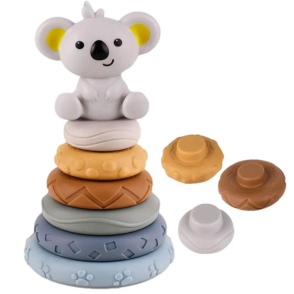 Baby Stacking & Nesting Circle Toy, 6 Counts/set Soft Building Rings Stacker & Teethers, Early Educational Learning Stacking Tower, Toy for Boys & Gir