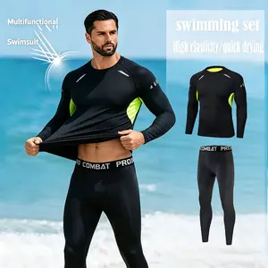 Swim Shirt for Men  Quick Dry Sun Protection Short Sleeve Shirt Quick Dry High Elastic Swimwear Set