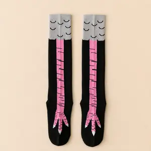 Funny Unisex Chicken Feet Socks, Novelty Cartoon Animal Print Over the Calf Hosiery, Soft Knit Fun Crew Socks for Casual Indoor and Outdoor Wear Accessory Bird Claw Cosplay Costume Cotton Fashion Halloween Leg Man