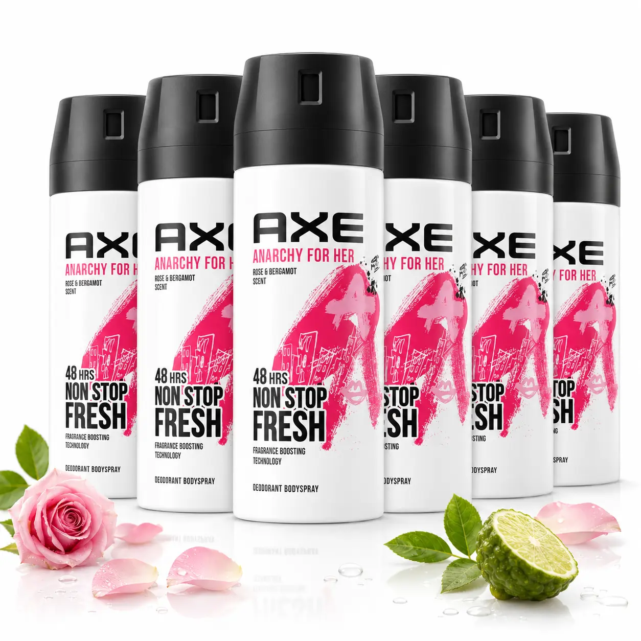 AXE Anarchy For Her Deodorant Body Spray Multi-Pack Value Bundle (5oz/150ml) - Rose & Bergamot Floral Fragrance, 48-Hour Freshness, Body Care for Teens, Daily Use, Scent