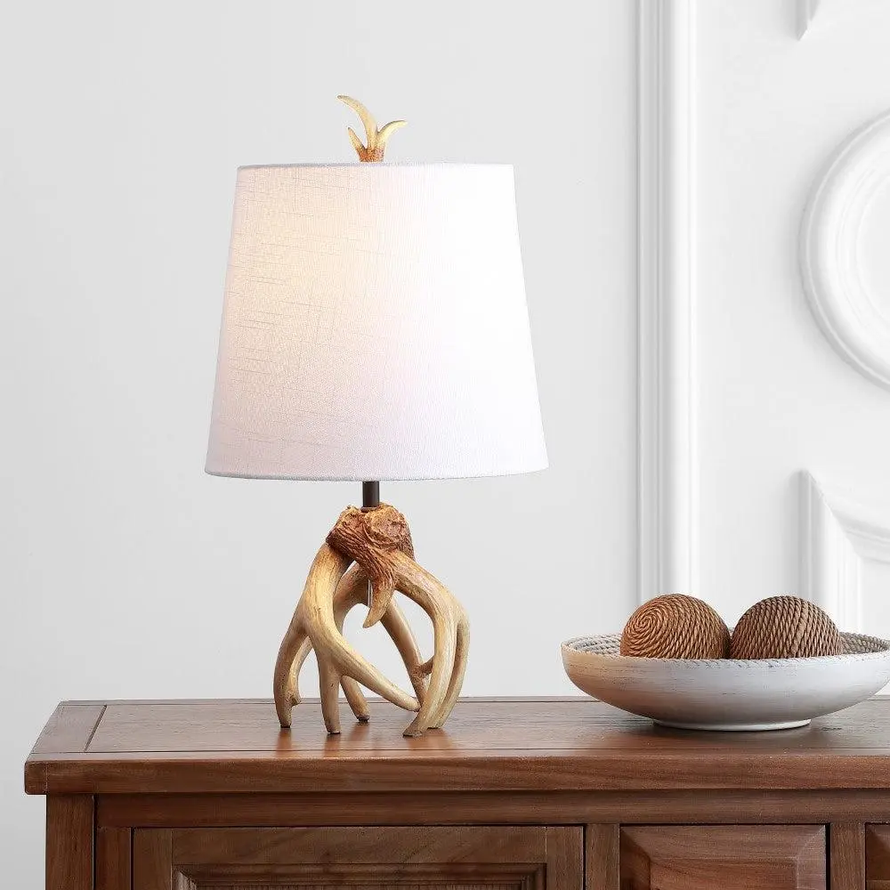 JONATHAN Y Vermont Antler Shape Resin Base LED Table Lamp - Decorative Lamp with LED Lights for Bedroom, Living Room, Room Decor