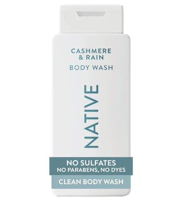 Native Clean Body Wash, Gentle & pH-balanced for Sensitive Skin, 24-Hr Freshness for Women & Men, Vegan & Cruelty-Free, Free of Sulfates, Parabens & Phthalates, Cashmere & Rain, 18 fl oz