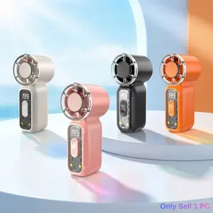 Mini Portable Handheld Pocket Fan, Adjustable Fans, 5 Wind Speed and Stepless Speed, LED White Light 2 Modes, 1200mAh Rechargeable USB Fan Suitable for Home, Office, Camping, Travel