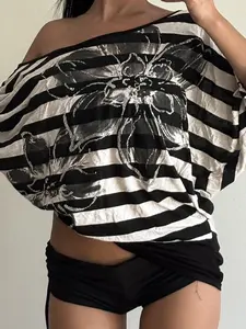 Women's Casual Loose-Fit A-Line T-Shirt, Long Sleeve Batwing Lace Patchwork V Neck Top, Summer Fashion Basic Tee for Daily Wear, Casual Classy Fashion