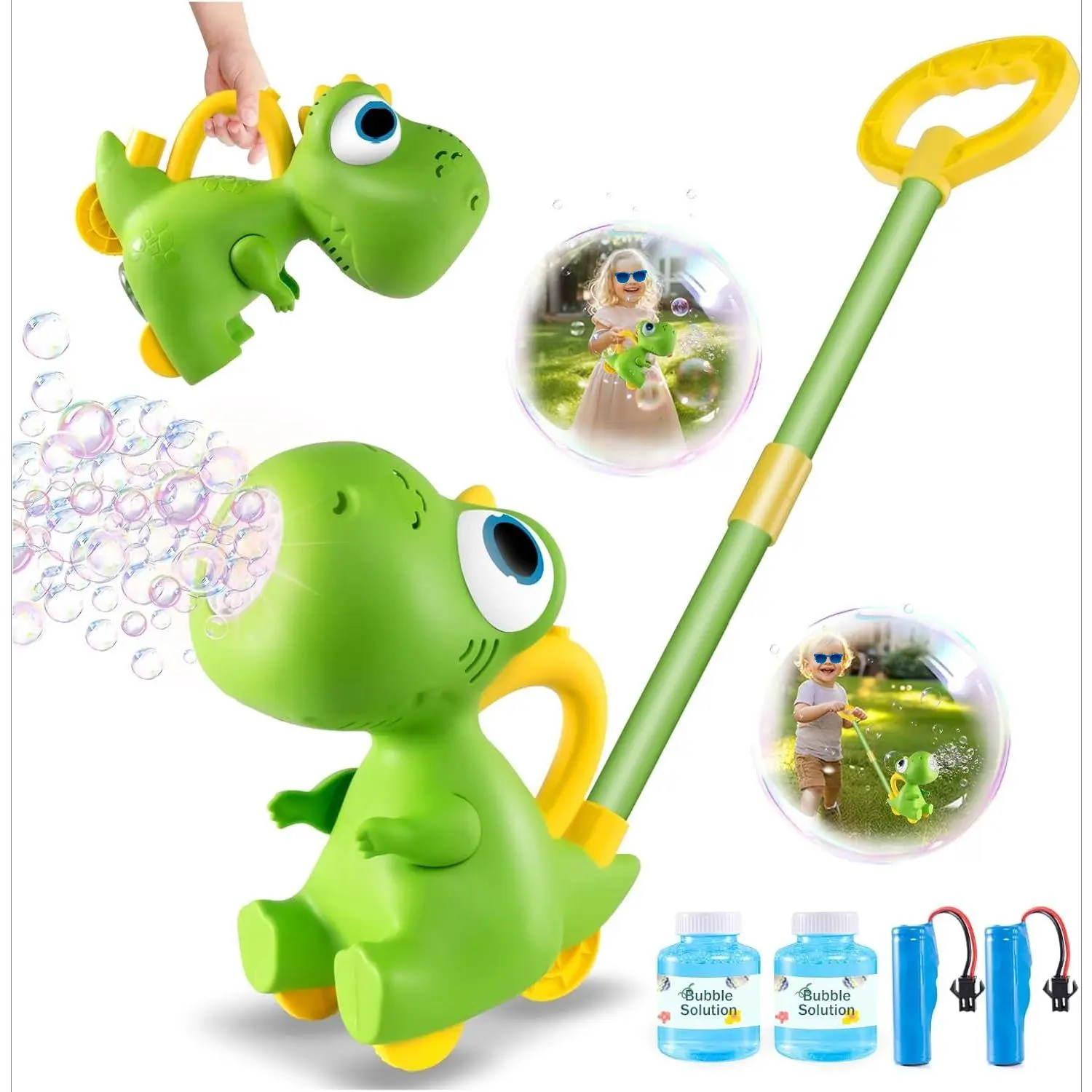 001-X Rechargeable ABS Plastic Unisex Dinosaur Bubble Blowing Machine for Toddlers (3-5 Years) - Portable Battery-Powered Toy with High Bubble Output, Fun Light Effects, Leak-Proof Construction for Halloween, Garden Gatherings